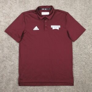 Mississippi State Bulldogs Polo Shirt Mens Medium Red Performance Adidas Team